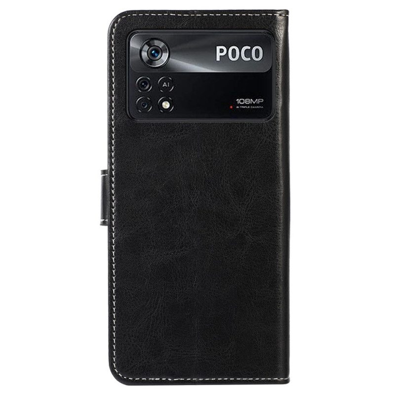 Folio-hoesje voor Poco X4 Pro 5G Couture-leereffect