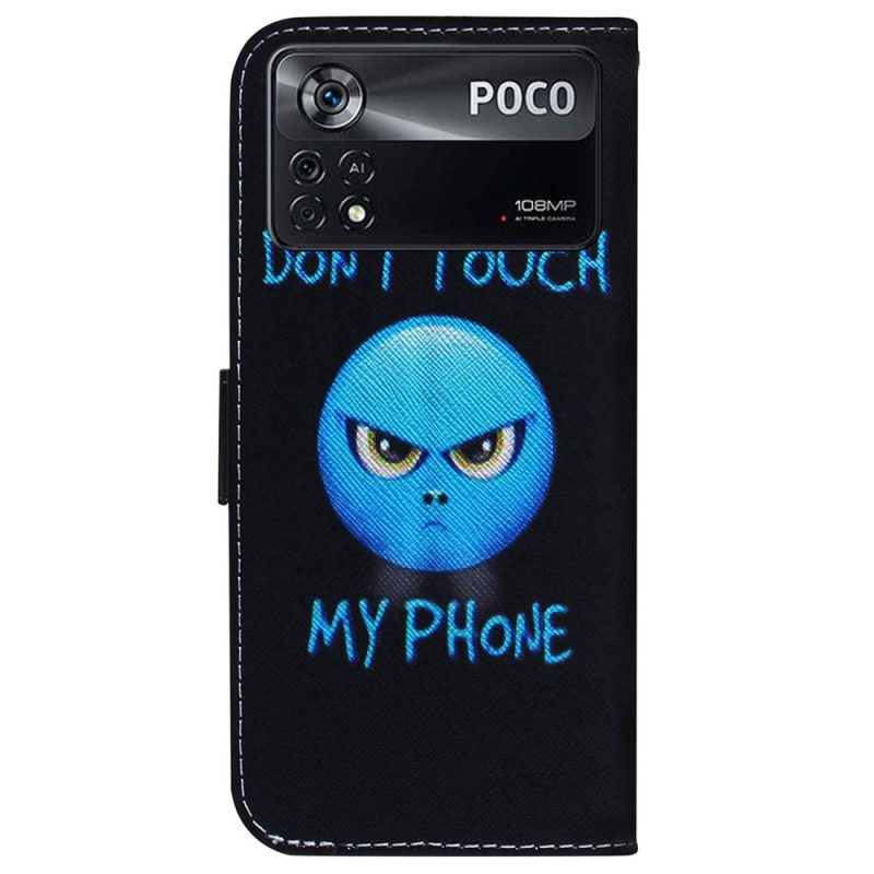 Folio-hoesje voor Poco X4 Pro 5G Emoji Raak Mijn Telefoon Niet Aan