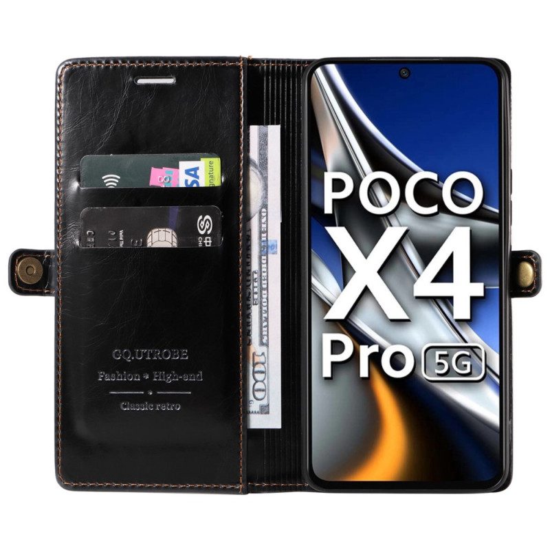 Folio-hoesje voor Poco X4 Pro 5G Gewaxt Leereffect Gq.utrobe