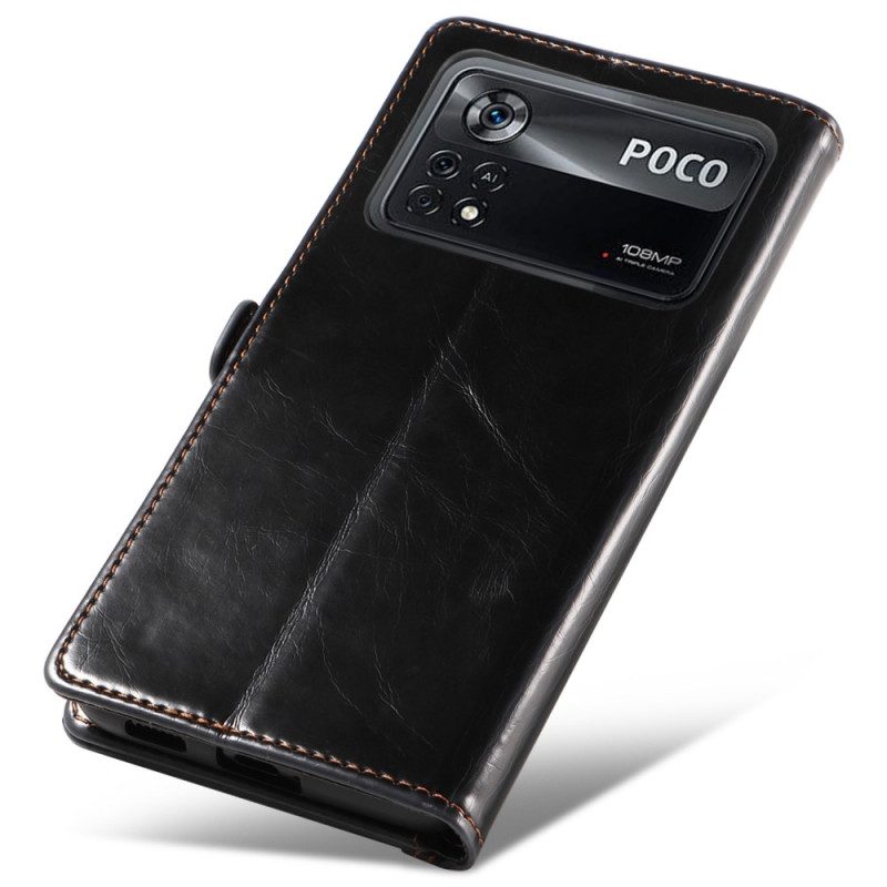 Folio-hoesje voor Poco X4 Pro 5G Gewaxt Leereffect Gq.utrobe