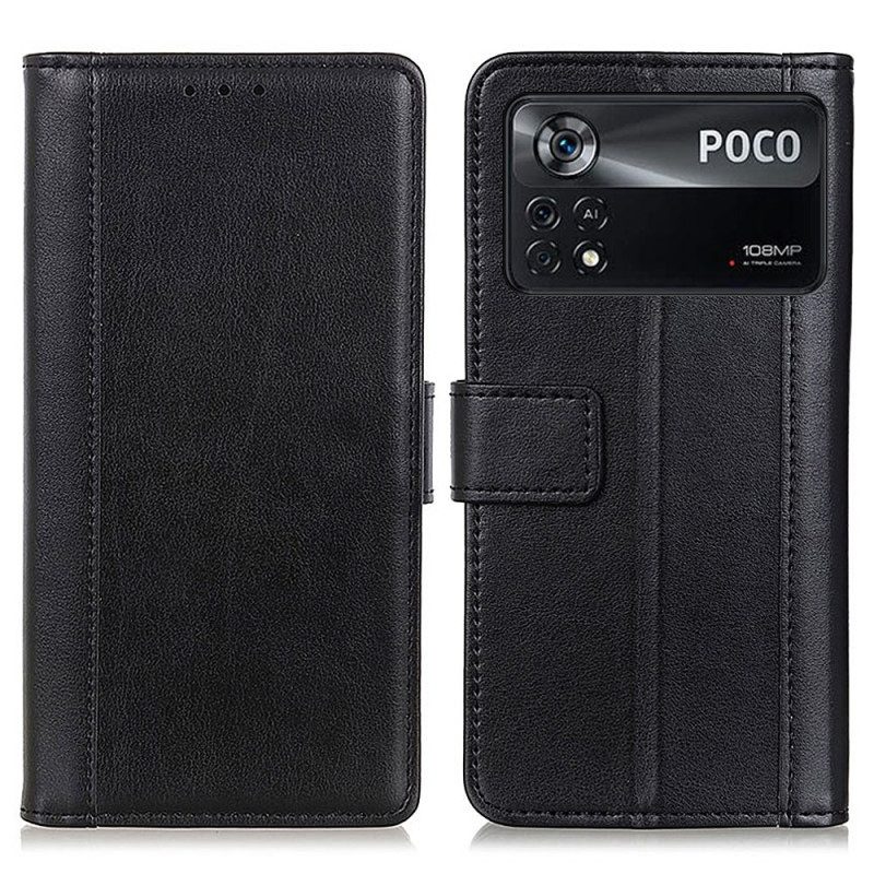 Folio-hoesje voor Poco X4 Pro 5G Klassieke Lederen Stijl