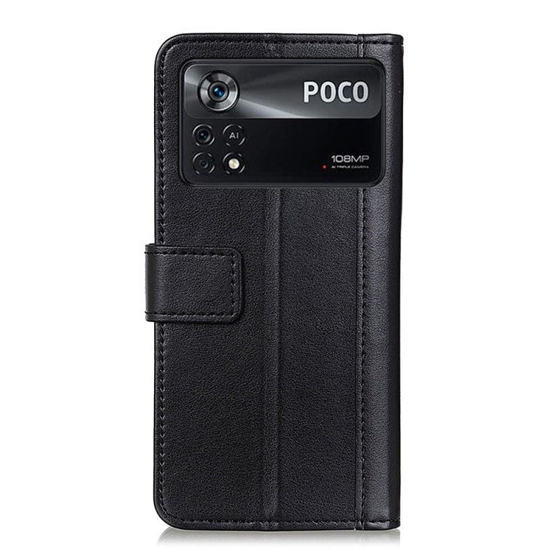 Folio-hoesje voor Poco X4 Pro 5G Klassieke Lederen Stijl