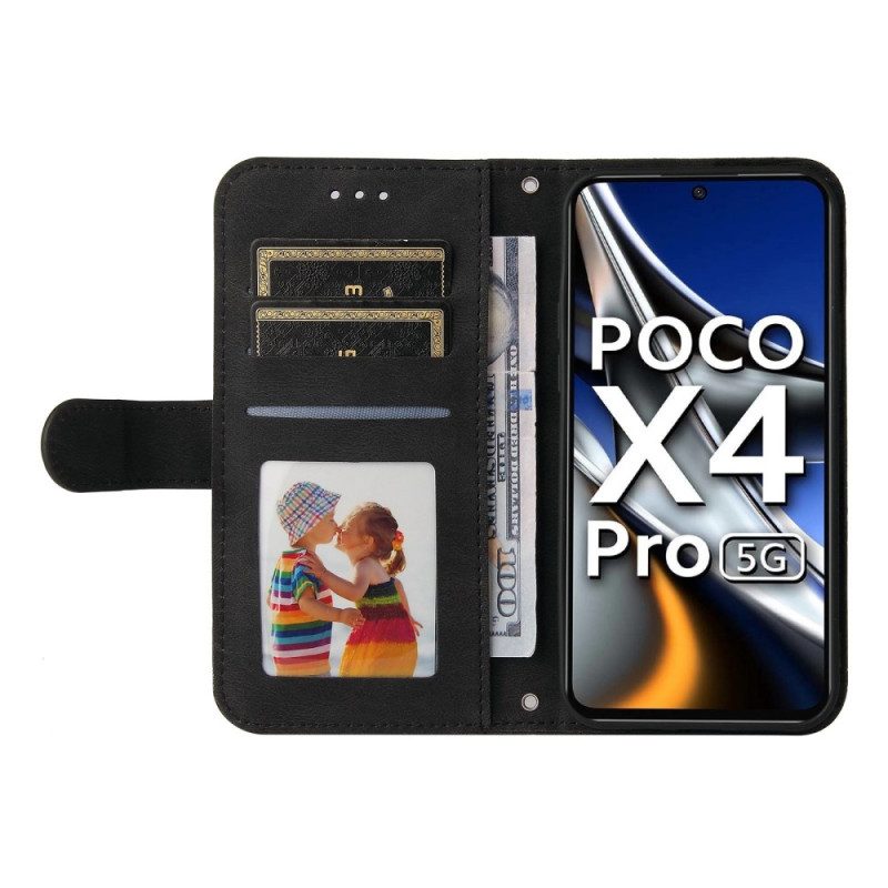 Folio-hoesje voor Poco X4 Pro 5G Klinknagel En Riem Van Imitatieleer