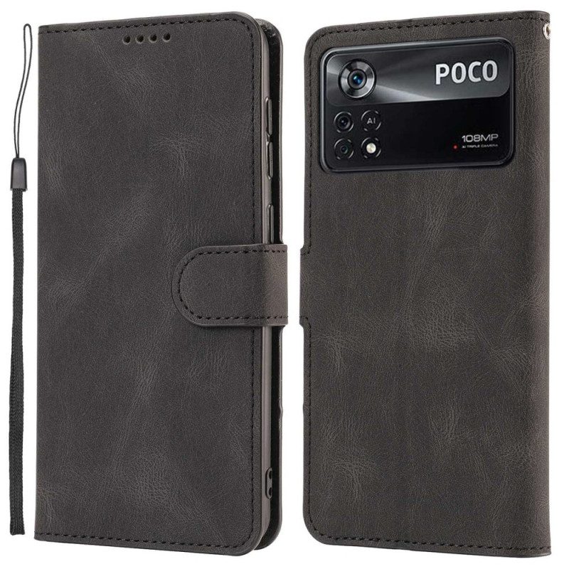 Folio-hoesje voor Poco X4 Pro 5G Leren Stijl Met Riem