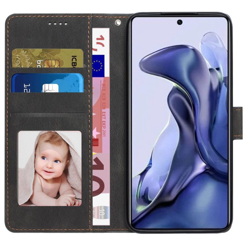 Folio-hoesje voor Poco X4 Pro 5G Leren Stijl Met Riem