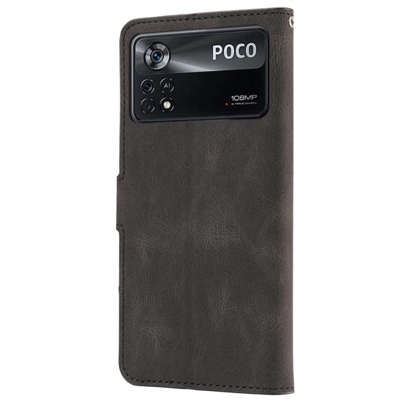 Folio-hoesje voor Poco X4 Pro 5G Leren Stijl Met Riem