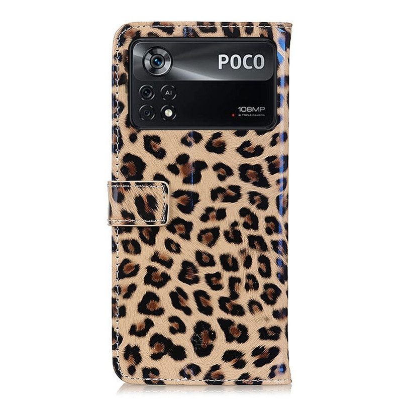 Folio-hoesje voor Poco X4 Pro 5G Luipaardhuid-effect