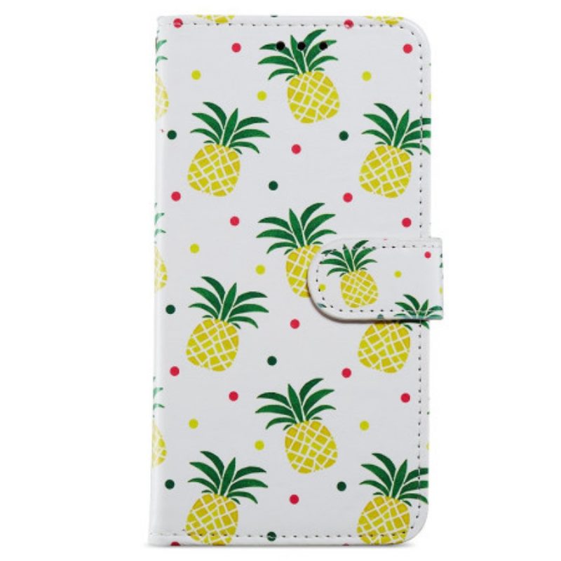 Folio-hoesje voor Poco X4 Pro 5G Met Ketting Ananas Met Bandjes