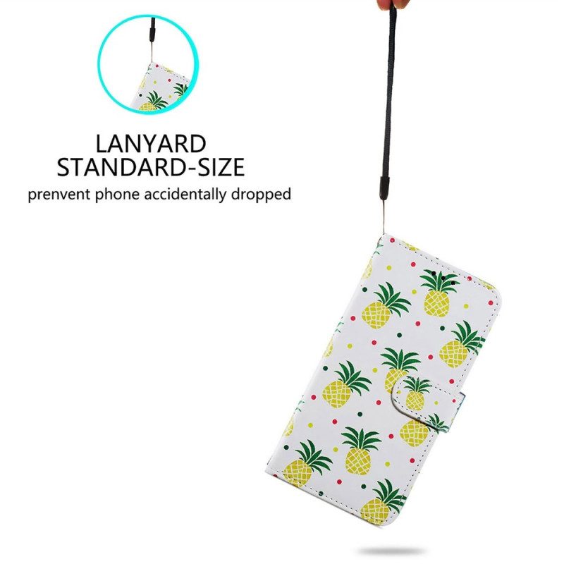 Folio-hoesje voor Poco X4 Pro 5G Met Ketting Ananas Met Bandjes