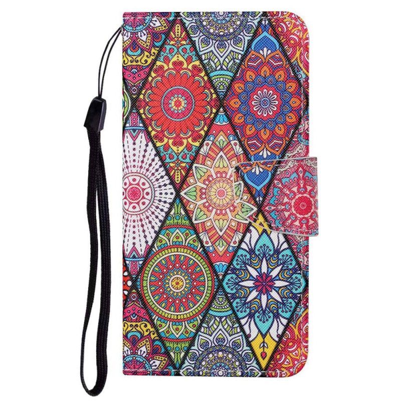 Folio-hoesje voor Poco X4 Pro 5G Met Ketting Bandjes Patchwork