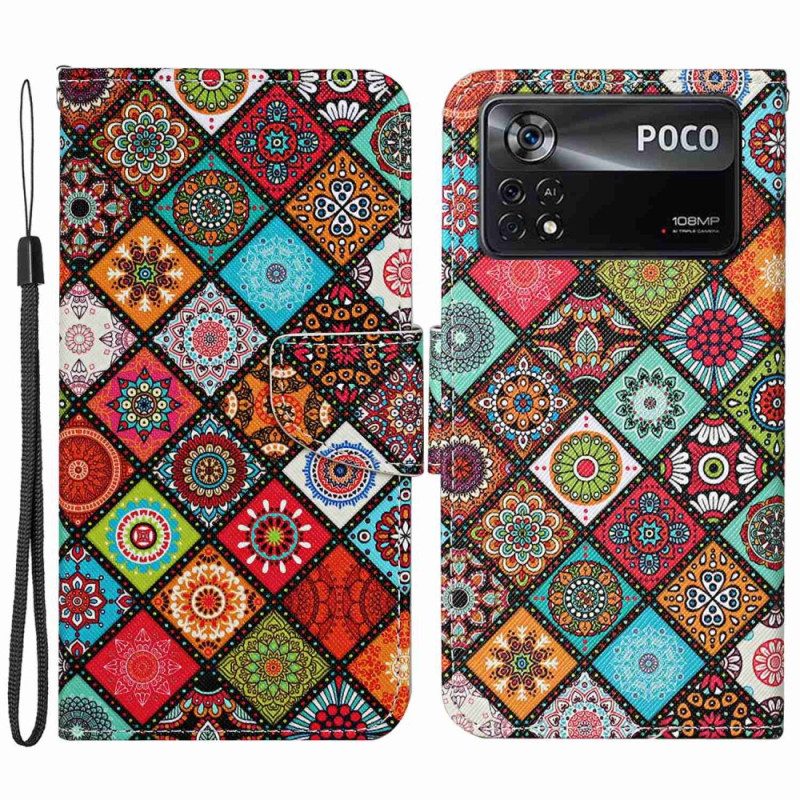 Folio-hoesje voor Poco X4 Pro 5G Met Ketting Bandjes Patchwork