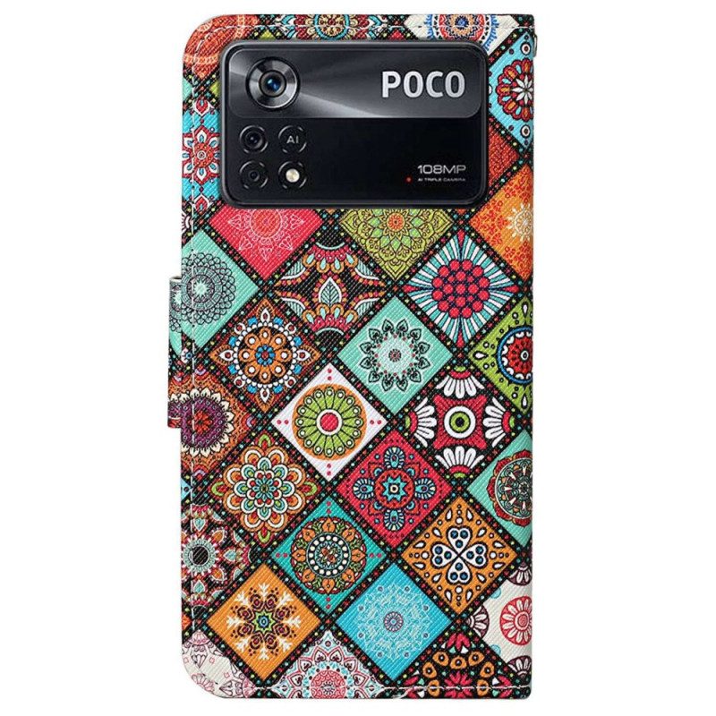 Folio-hoesje voor Poco X4 Pro 5G Met Ketting Bandjes Patchwork