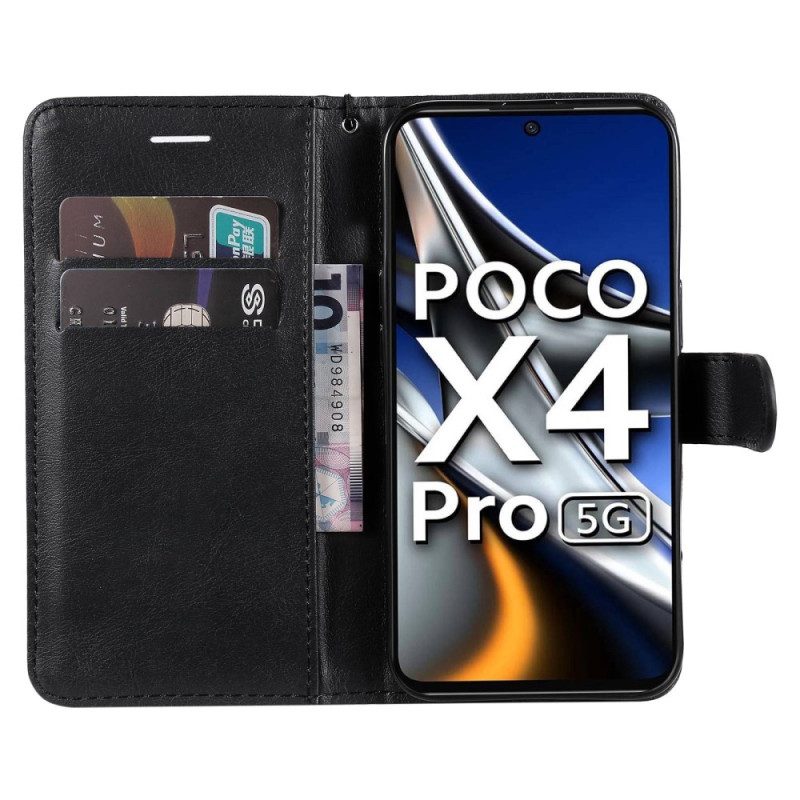 Folio-hoesje voor Poco X4 Pro 5G Met Ketting Effen Met Bandje