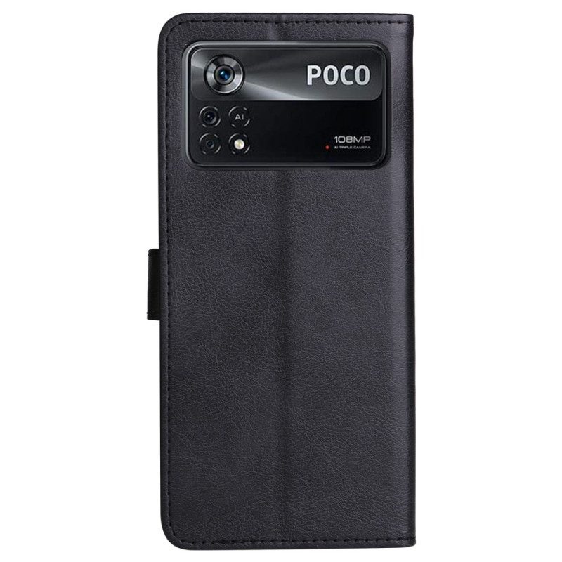 Folio-hoesje voor Poco X4 Pro 5G Met Ketting Effen Met Bandje