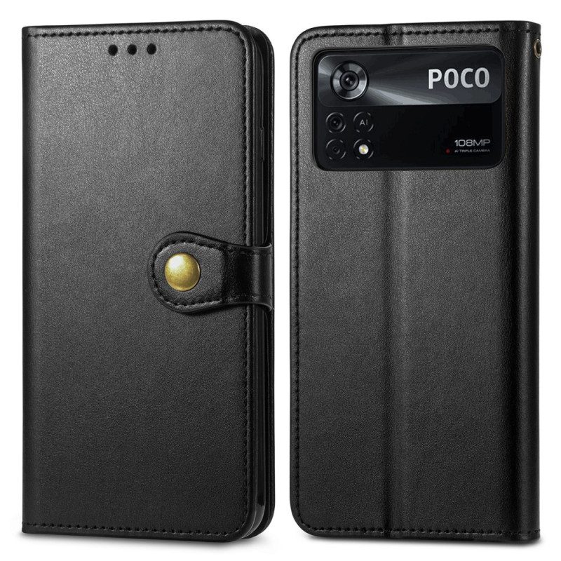 Folio-hoesje voor Poco X4 Pro 5G Met Ketting Lanyard Magnetische Knop