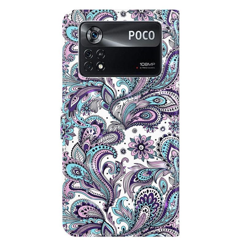 Folio-hoesje voor Poco X4 Pro 5G Met Ketting Patroon Met Bandjes