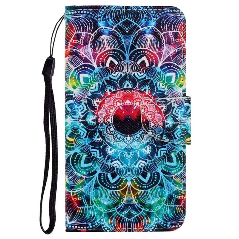 Folio-hoesje voor Poco X4 Pro 5G Met Ketting Strakke Mandala