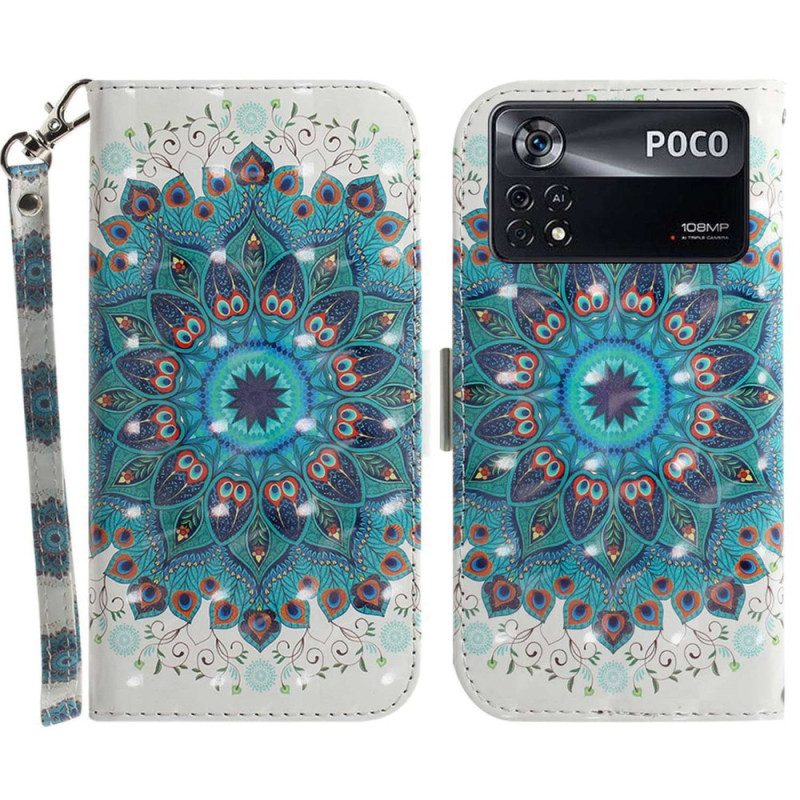 Folio-hoesje voor Poco X4 Pro 5G Met Ketting Strakke Mandala