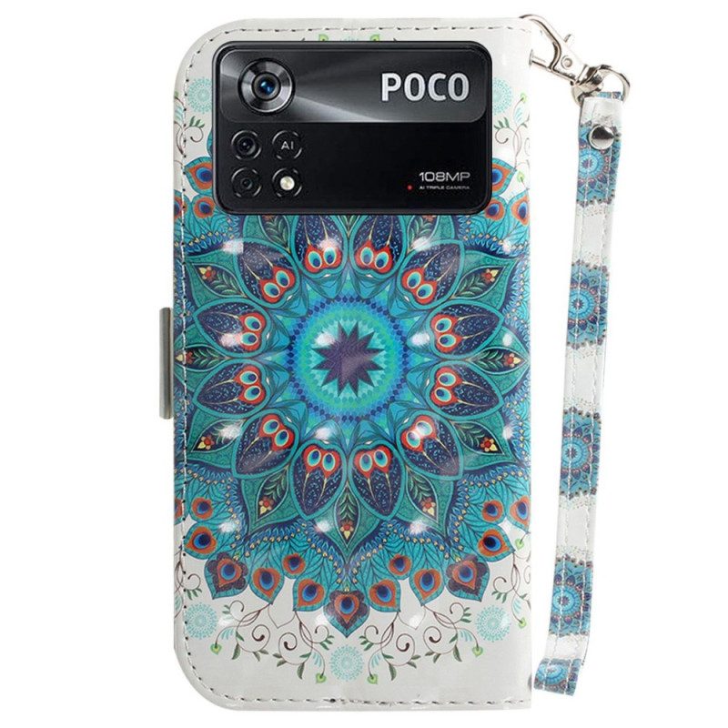 Folio-hoesje voor Poco X4 Pro 5G Met Ketting Strakke Mandala