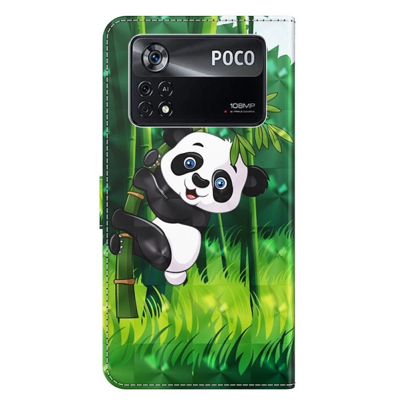 Folio-hoesje voor Poco X4 Pro 5G Met Ketting Strakke Panda