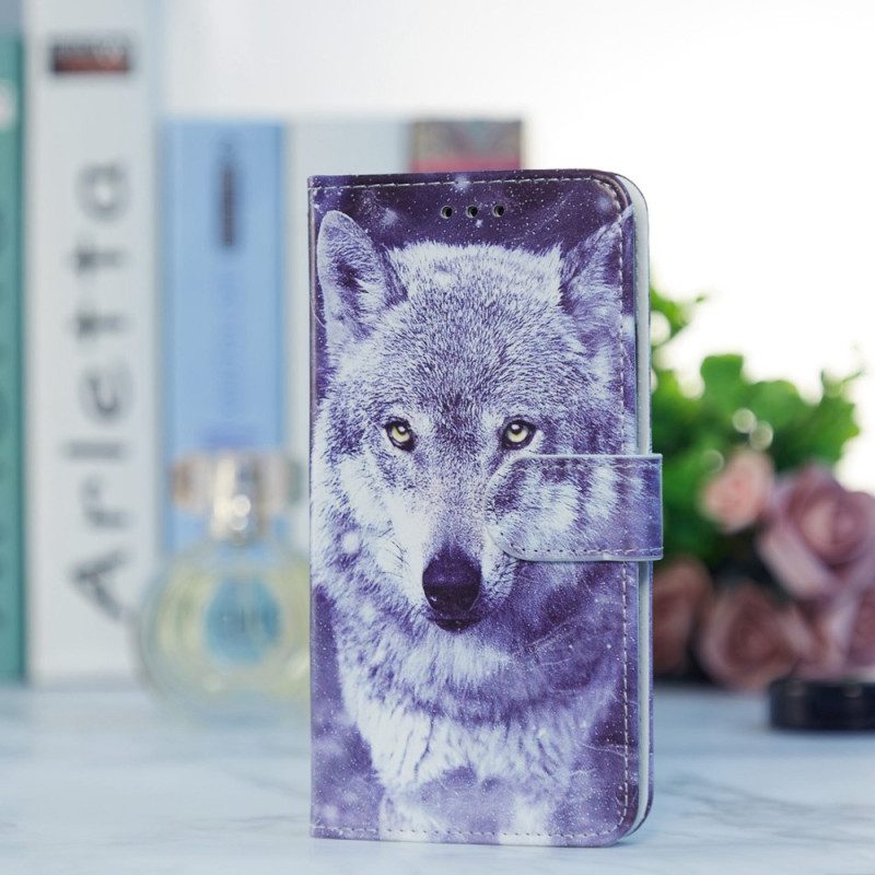 Folio-hoesje voor Poco X4 Pro 5G Met Ketting Strakke Wolf