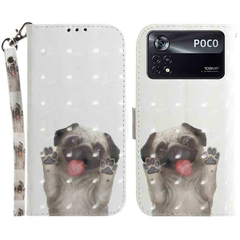 Folio-hoesje voor Poco X4 Pro 5G Met Ketting String Hond