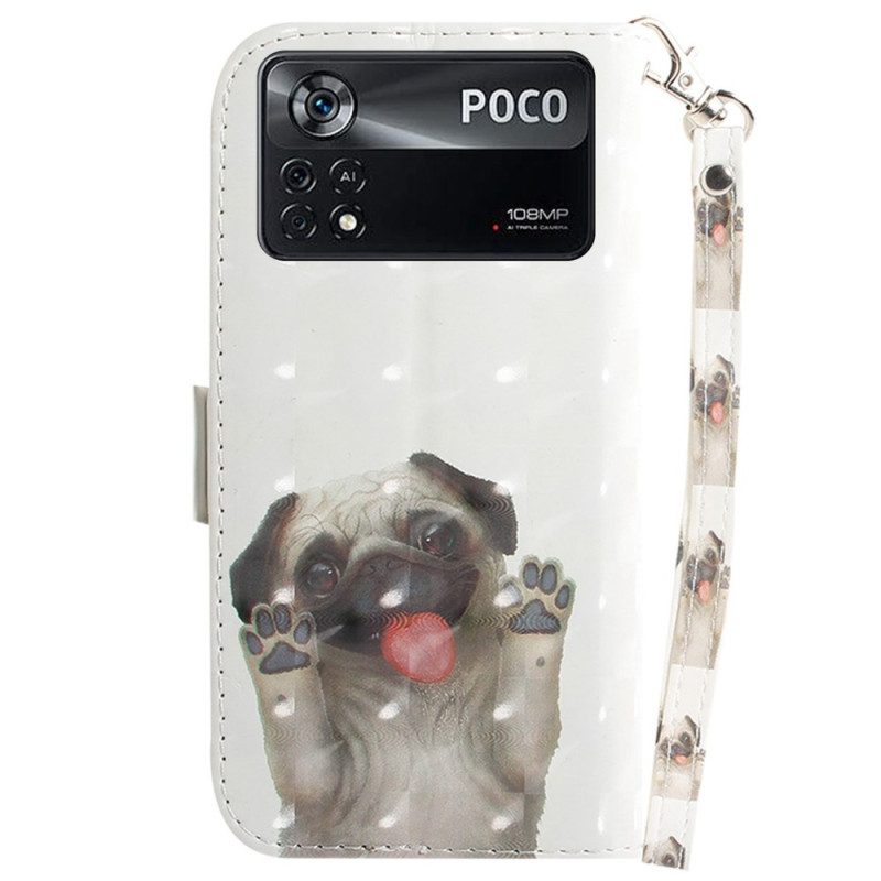 Folio-hoesje voor Poco X4 Pro 5G Met Ketting String Hond