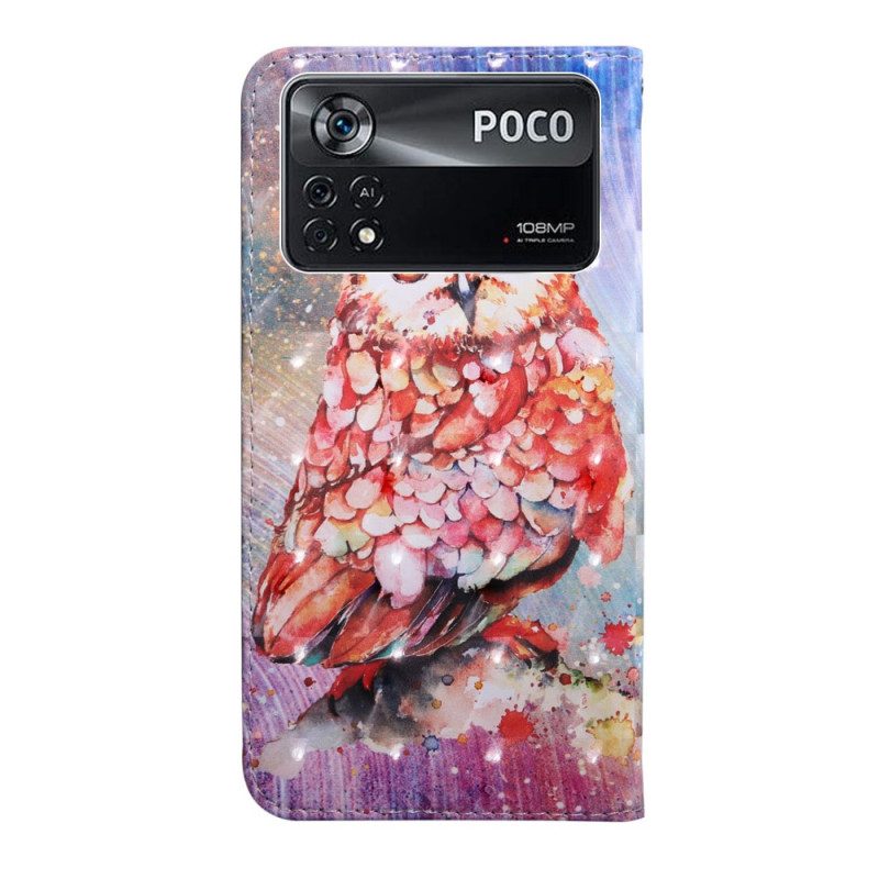 Folio-hoesje voor Poco X4 Pro 5G Met Ketting String Uil