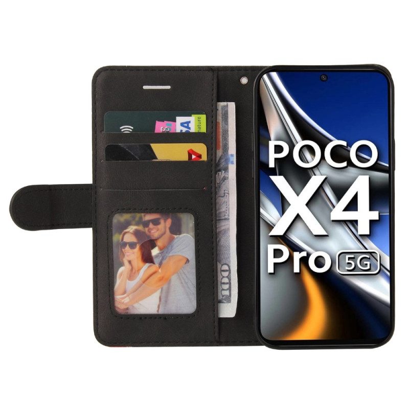 Folio-hoesje voor Poco X4 Pro 5G Met Ketting Tweekleurige Riem