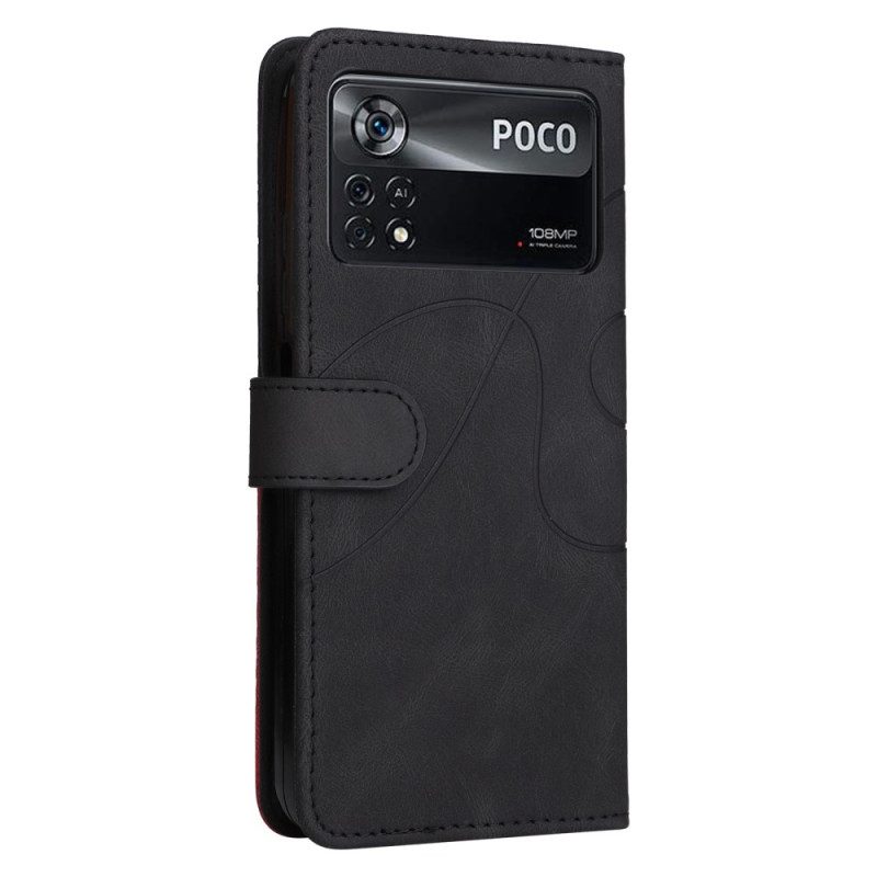 Folio-hoesje voor Poco X4 Pro 5G Met Ketting Tweekleurige Riem