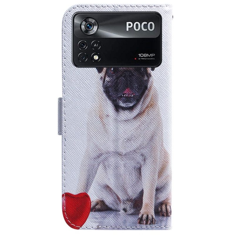 Folio-hoesje voor Poco X4 Pro 5G Mops Hond