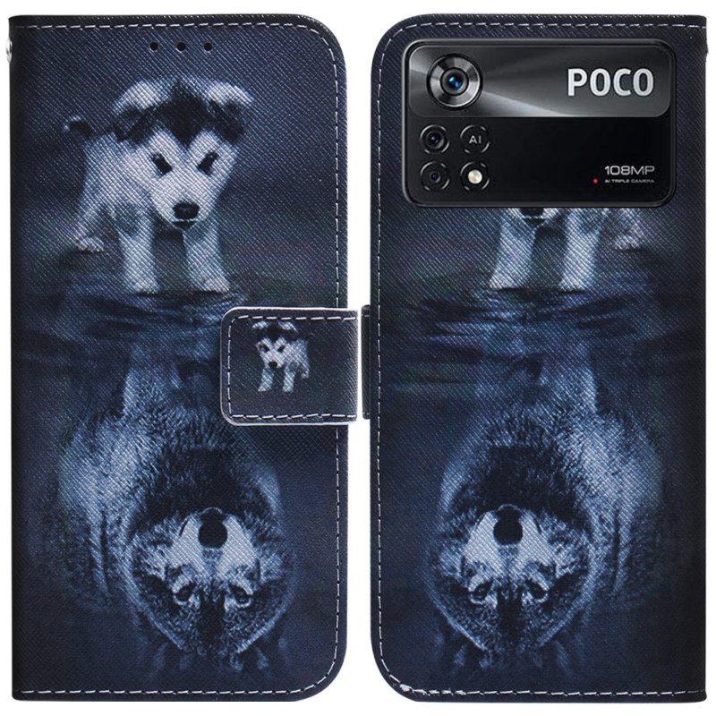 Folio-hoesje voor Poco X4 Pro 5G Puppy-droom