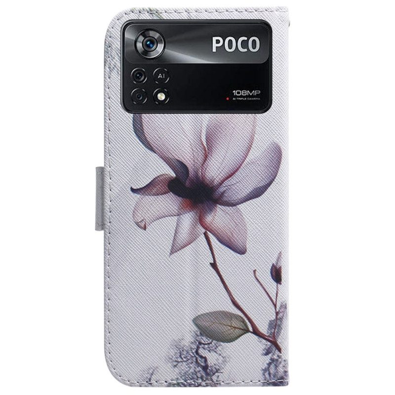 Folio-hoesje voor Poco X4 Pro 5G Roze Bloem