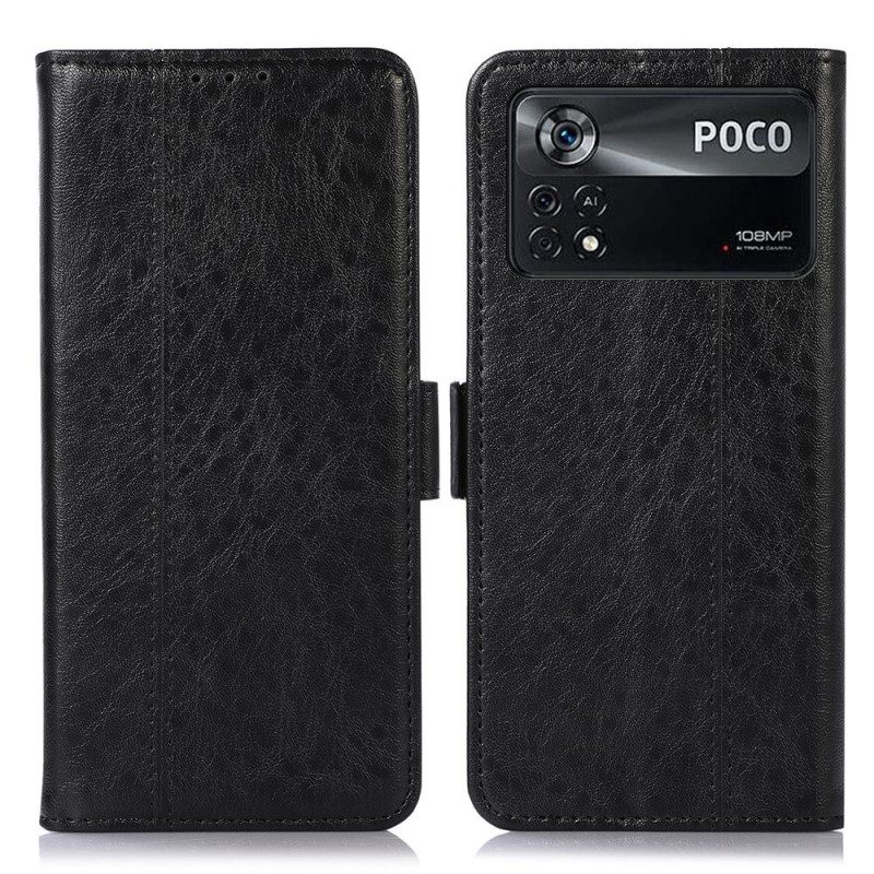 Folio-hoesje voor Poco X4 Pro 5G Stijl Lederen Couture