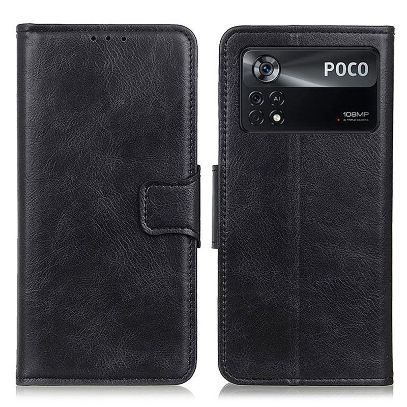 Folio-hoesje voor Poco X4 Pro 5G Stijl Lederen Gesp Omkeerbaar