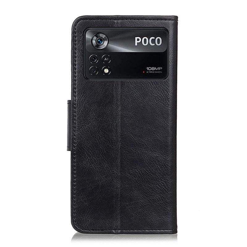 Folio-hoesje voor Poco X4 Pro 5G Stijl Lederen Gesp Omkeerbaar