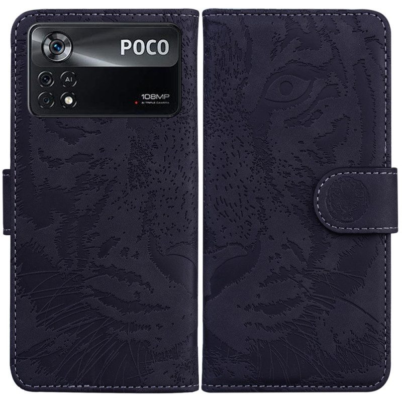 Folio-hoesje voor Poco X4 Pro 5G Tijgerprint