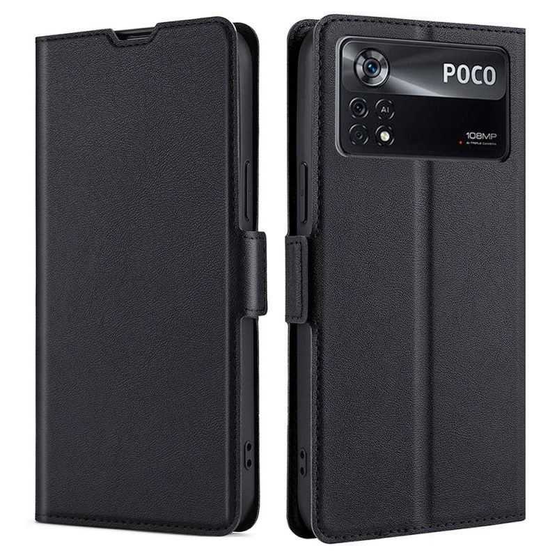 Folio-hoesje voor Poco X4 Pro 5G Ultrafijne Lederen Stijl