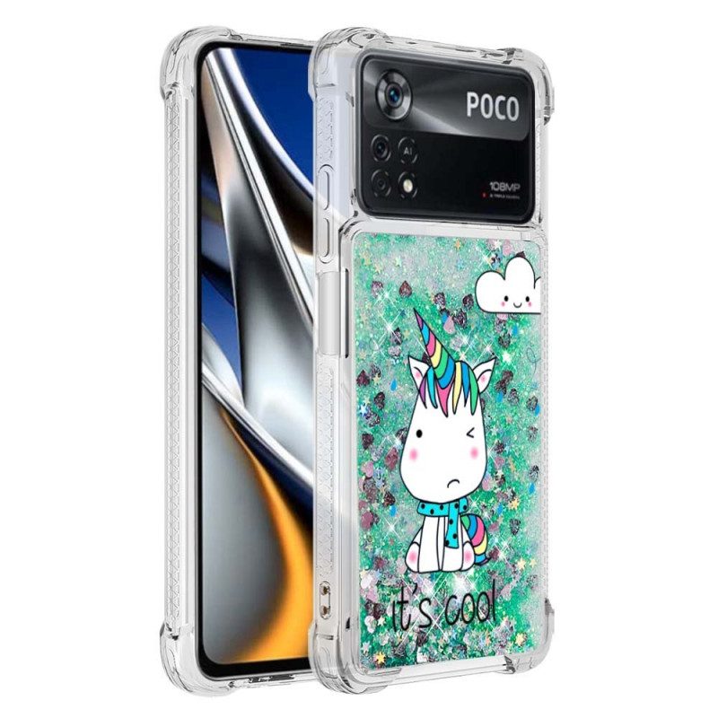 Hoesje voor Poco X4 Pro 5G Glitter Eenhoorn