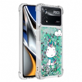 Hoesje voor Poco X4 Pro 5G Glitter Eenhoorn