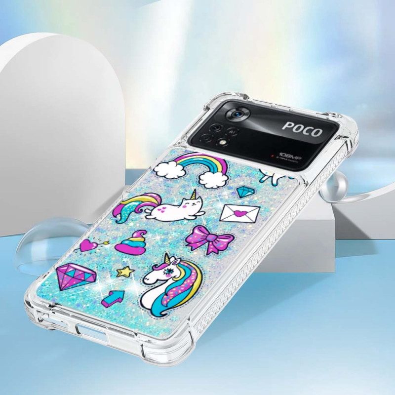 Hoesje voor Poco X4 Pro 5G Glitter Eenhoorn