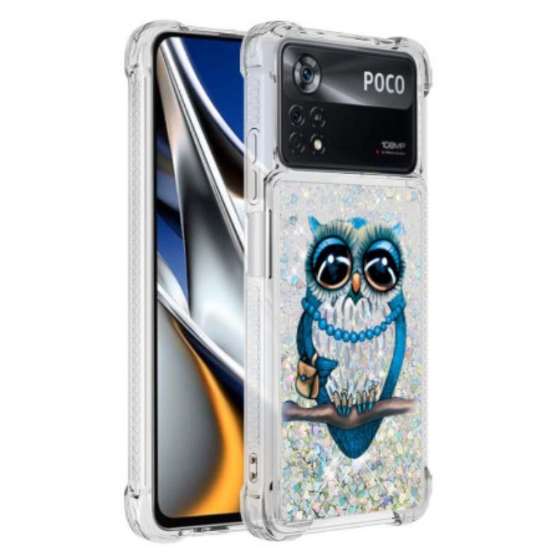 Hoesje voor Poco X4 Pro 5G Mevrouw Uil Glitter