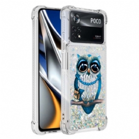 Hoesje voor Poco X4 Pro 5G Mevrouw Uil Glitter