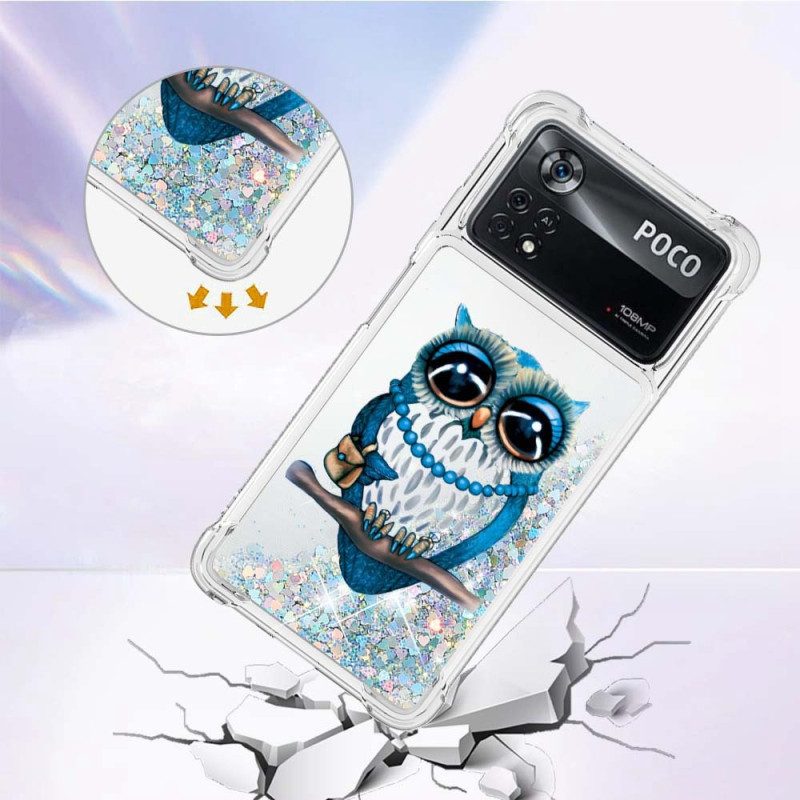 Hoesje voor Poco X4 Pro 5G Mevrouw Uil Glitter