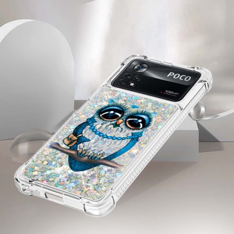 Hoesje voor Poco X4 Pro 5G Mevrouw Uil Glitter