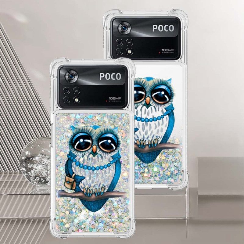 Hoesje voor Poco X4 Pro 5G Mevrouw Uil Glitter