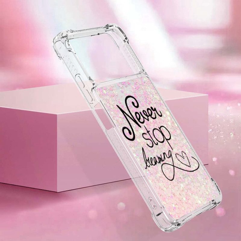 Hoesje voor Poco X4 Pro 5G Stop Nooit Met Dromen Glitter