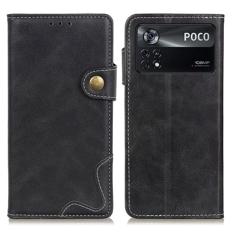 Leren Hoesje voor Poco X4 Pro 5G Artistiek Naaien