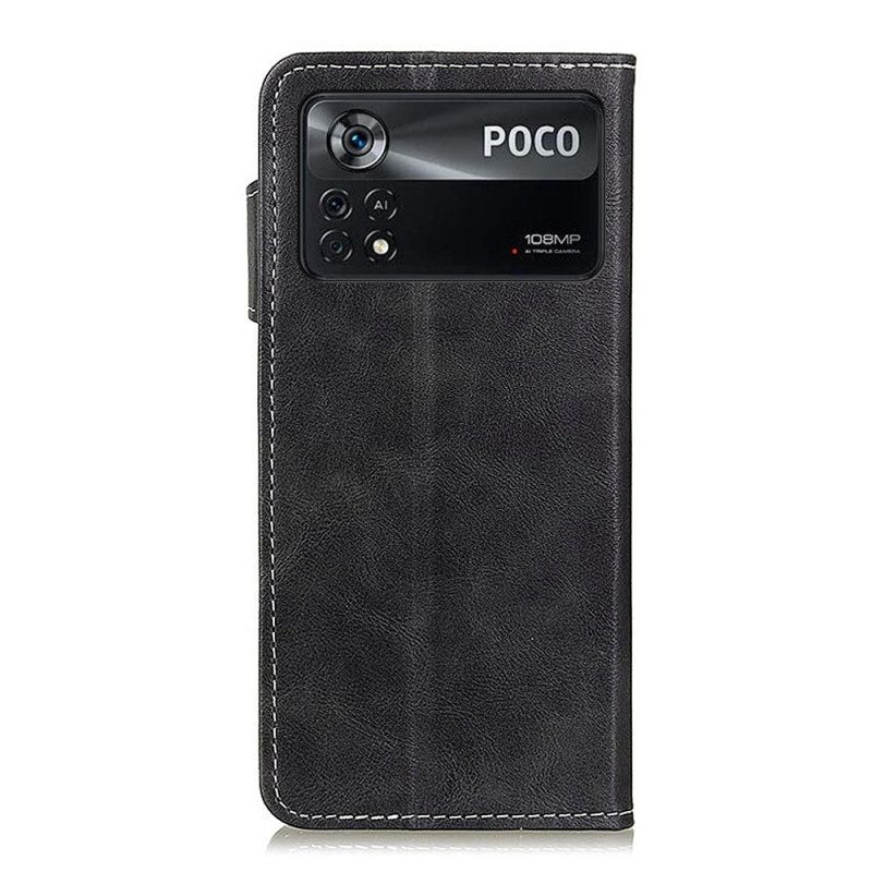 Leren Hoesje voor Poco X4 Pro 5G Artistiek Naaien