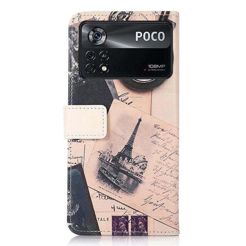 Leren Hoesje voor Poco X4 Pro 5G Dichters Eiffeltoren